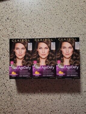 Lot of 3 Clairol Age Defy Permanent Hair Color #5 MEDIUM BROWN SEALED Boxes